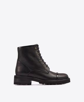 Bryce Black Leather Combat boots Combat Boots Wide Toe Box