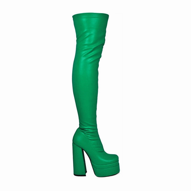 5 Inch Knee High Boots ARI-10 Green