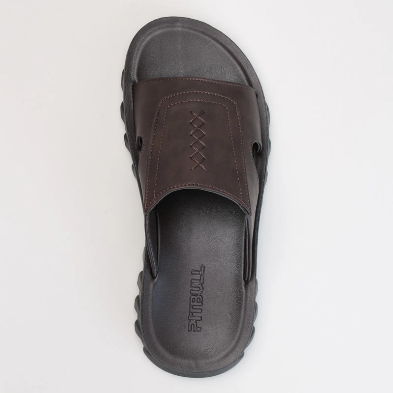 Designer Heeled Sandals Stitched Details Slide