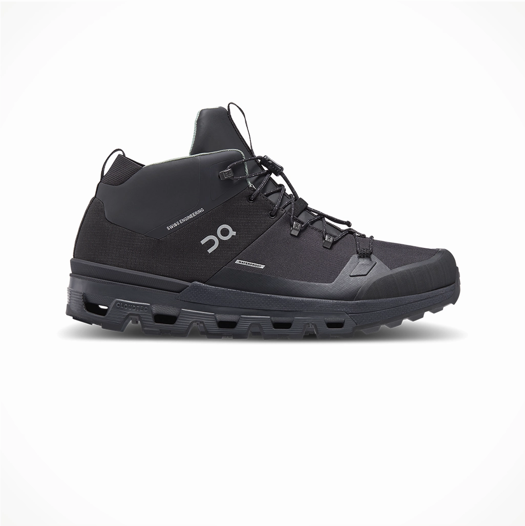 Men's On Cloudtrax Waterproof, Black, 12.5 D Medium Slip-on Waterproof Shoes For