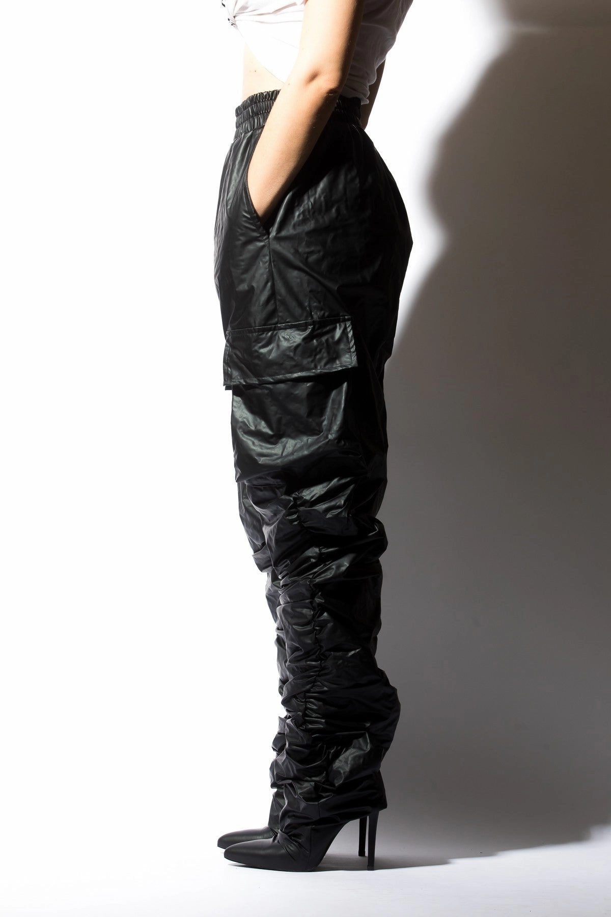 SPACE X Black Knee High Platform Chelsea Boots