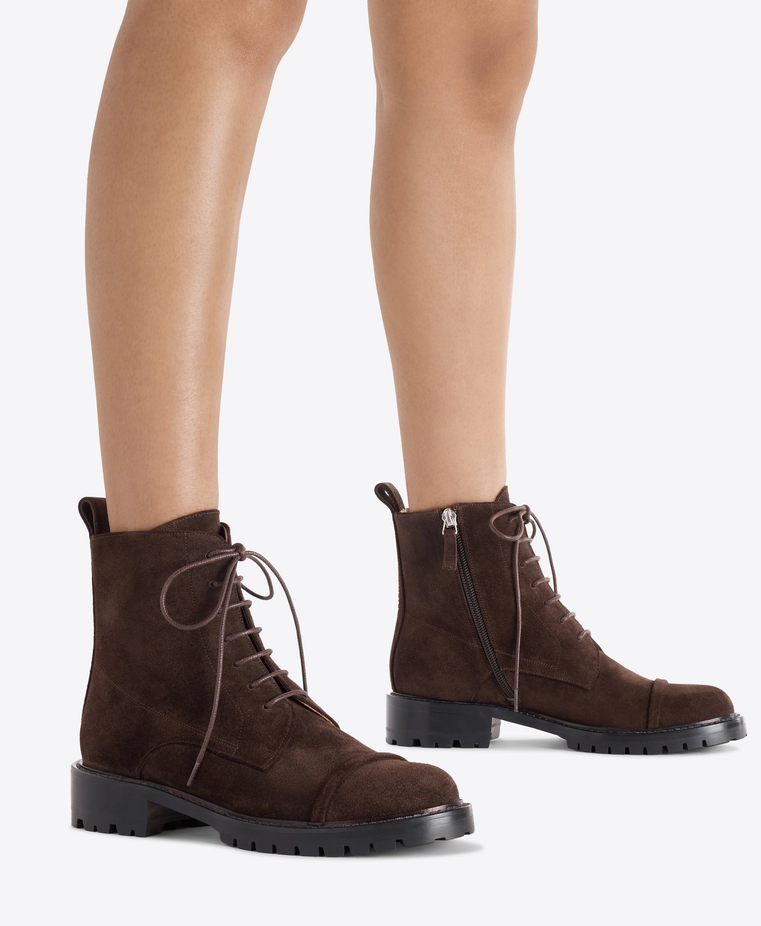Miller Dark Brown Suede Combat Boots Ombre Combat Boots