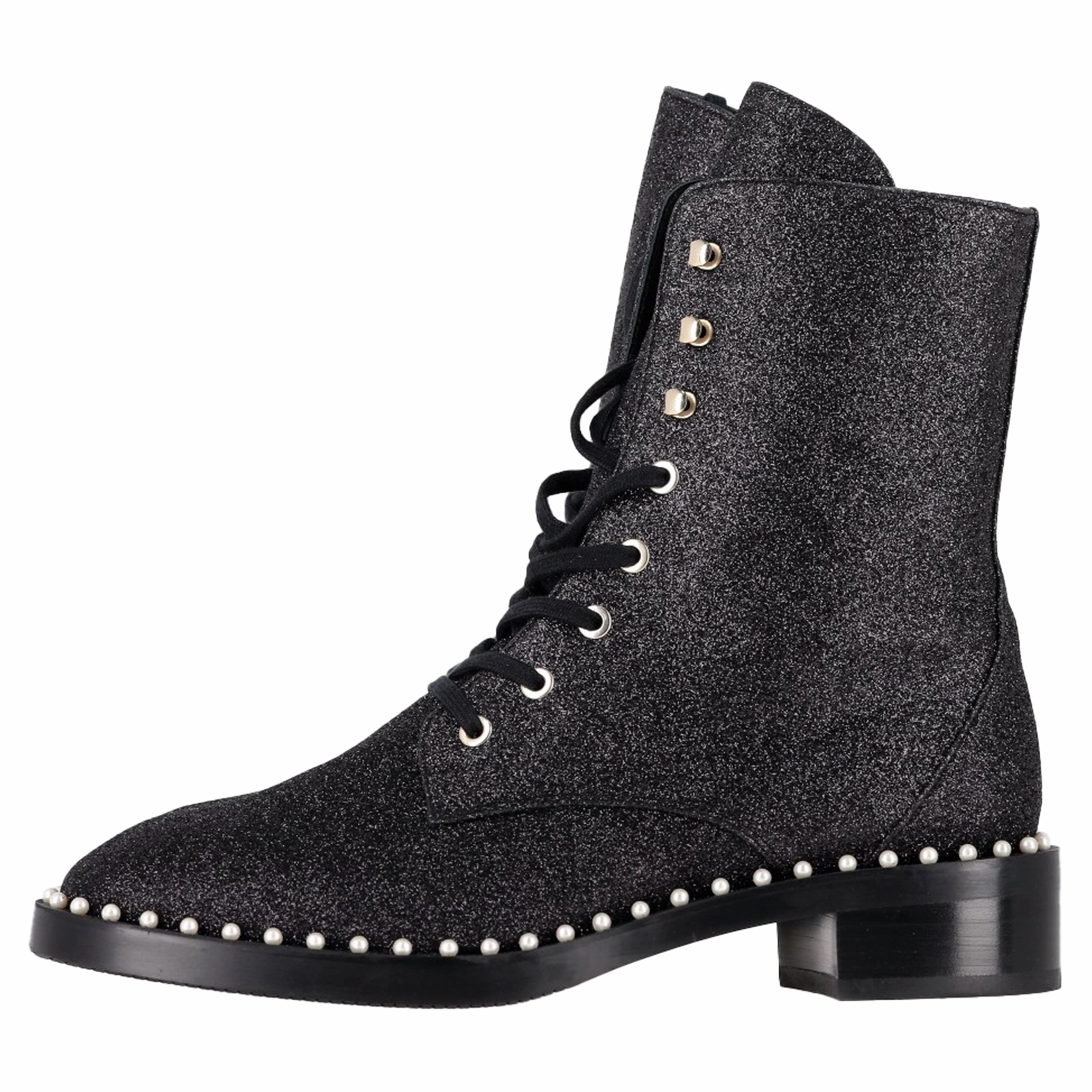 Belleville Usmc Hot Weather Combat Boot Stuart Weitzman Sondra Pearl-Embellished Combat Boots in Black Glitter