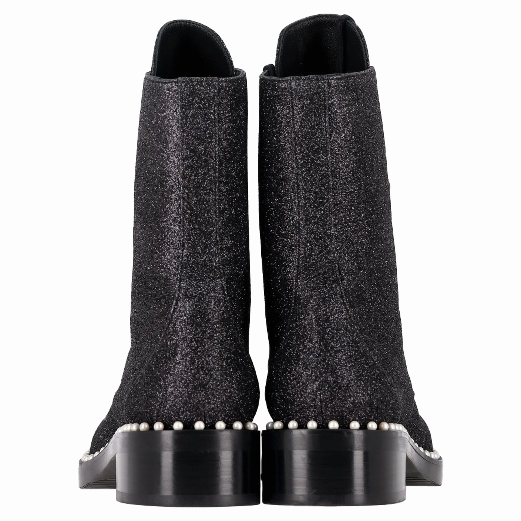 Combat Boots With Dress Pants Stuart Weitzman Sondra Pearl-Embellished Combat Boots in Black Glitter