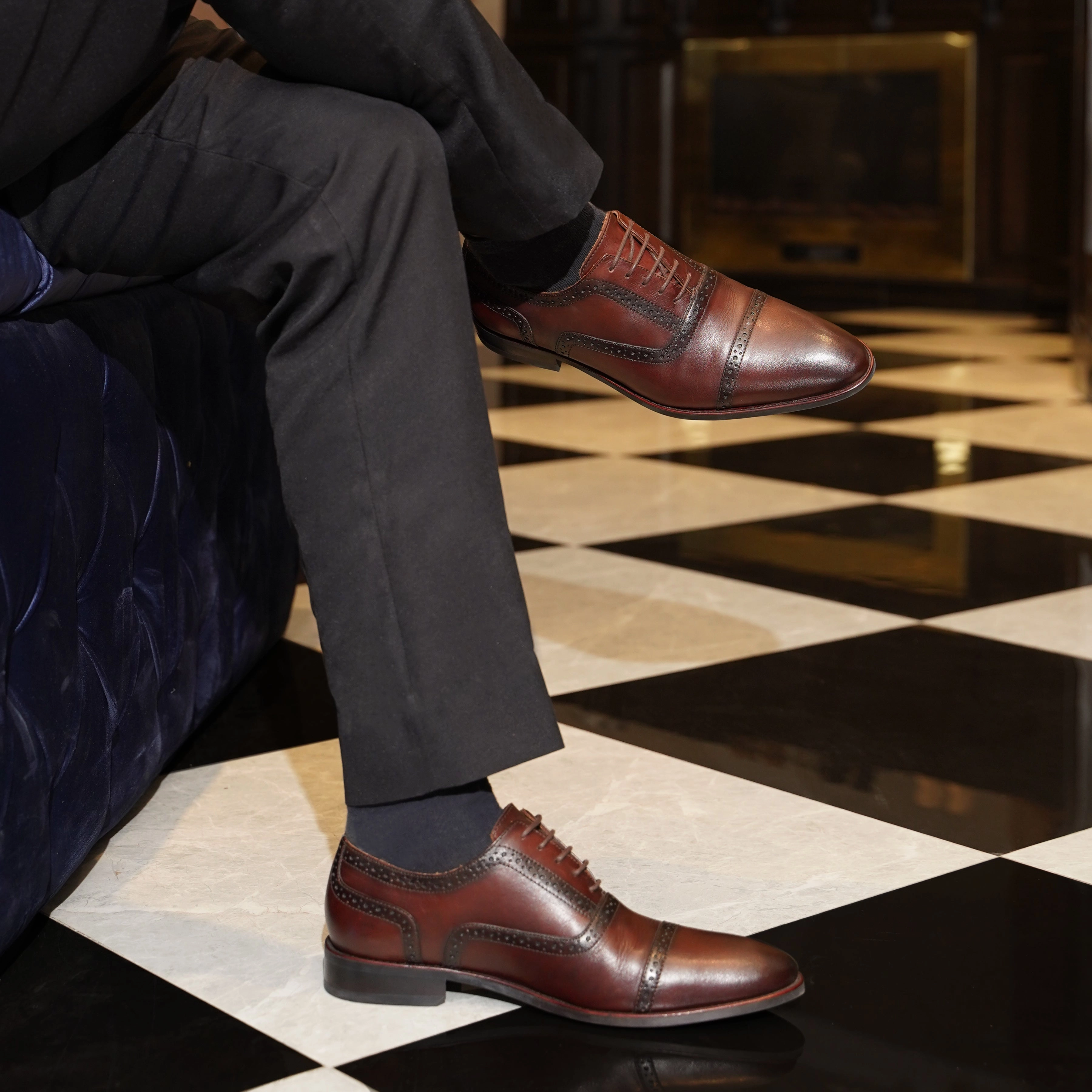 Slim Fit Oxford Shirt Richmond - Men's Reddish Brown Calf Leather Oxford Shoe