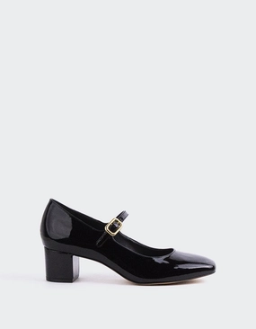 Rosalba Black Patent Jaclyn Mary Jane Shoes