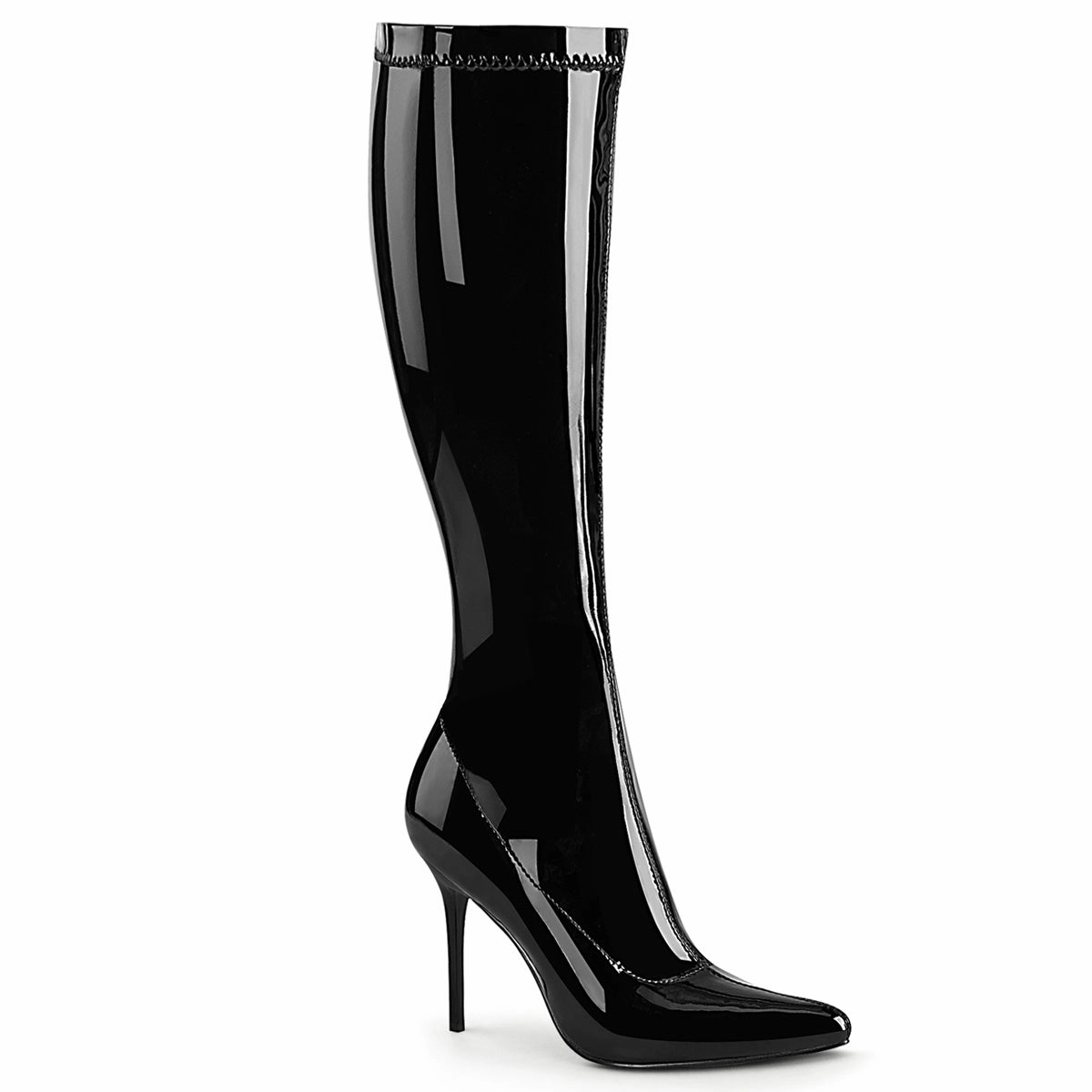 4 Inch Heel CLASSIQUE-2000 Black Stretch Pat Jasmine Knee High Boot
