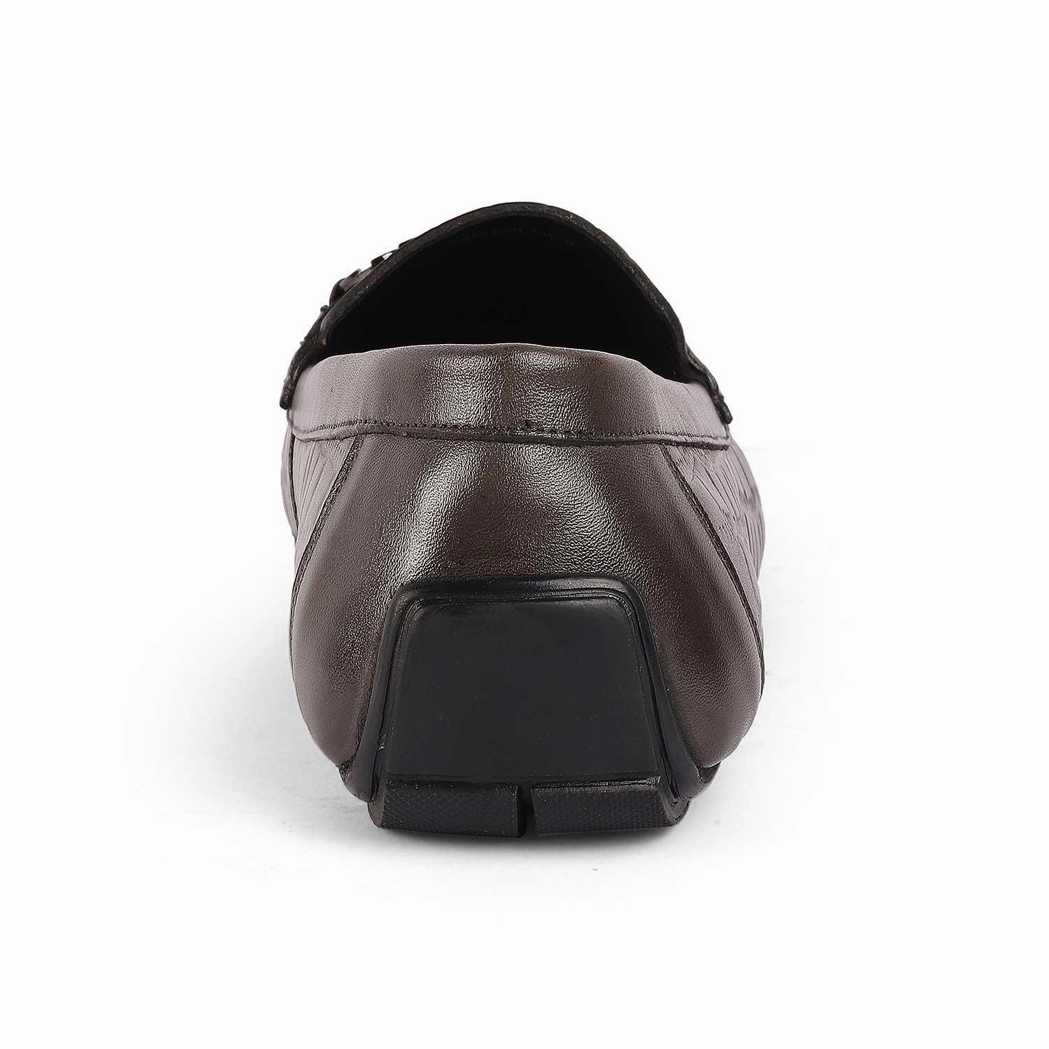 Tresmode Miluck Grey Men's Textured Leather Driving Loafers Marni Pierced Loafers