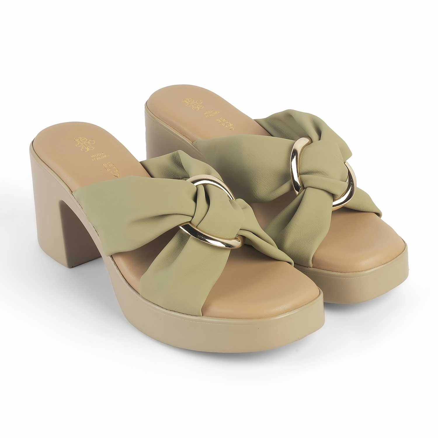 Jamaica Sandals South Coast Tresmode Molin Green Women's Dress Block Heel Sandals