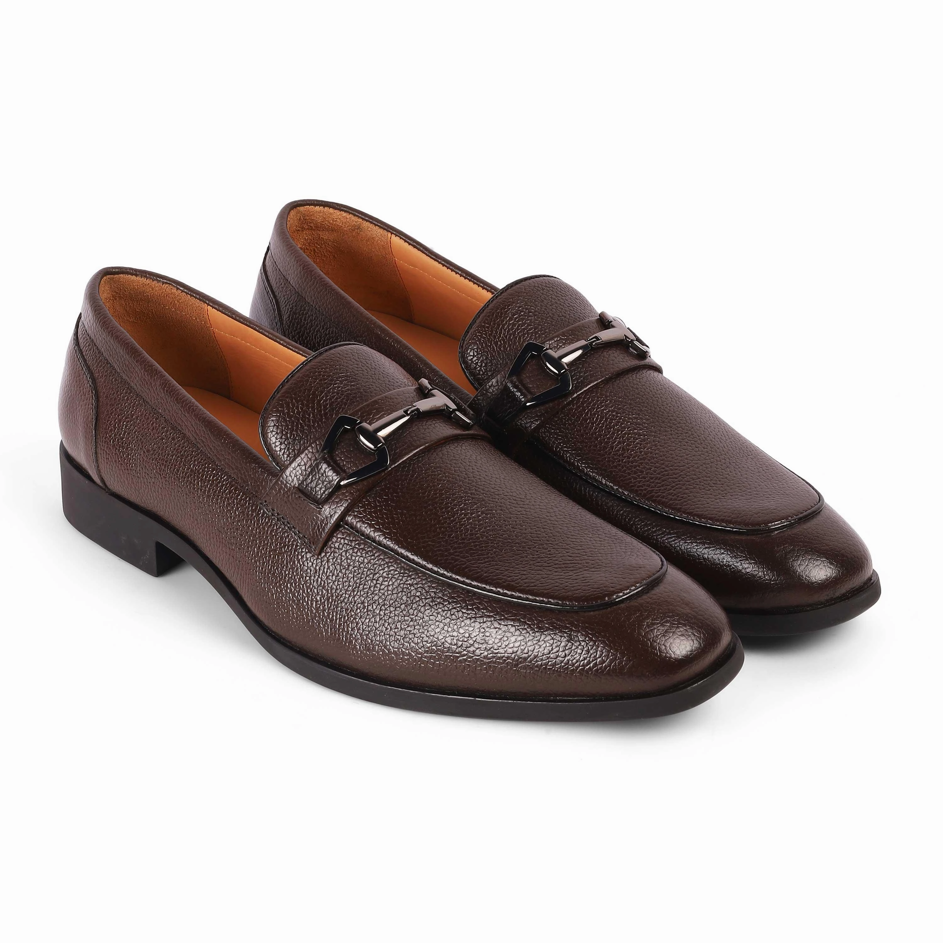 Tresmode Antli Brown Men's Leather Loafers Silver Loafers Outfit