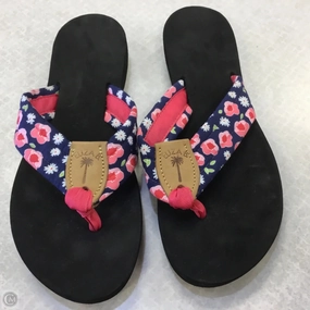 Sandals Flip Flops By Clothes Mentor In Floral Print, Size: 9 Flip Flops Rhinestones