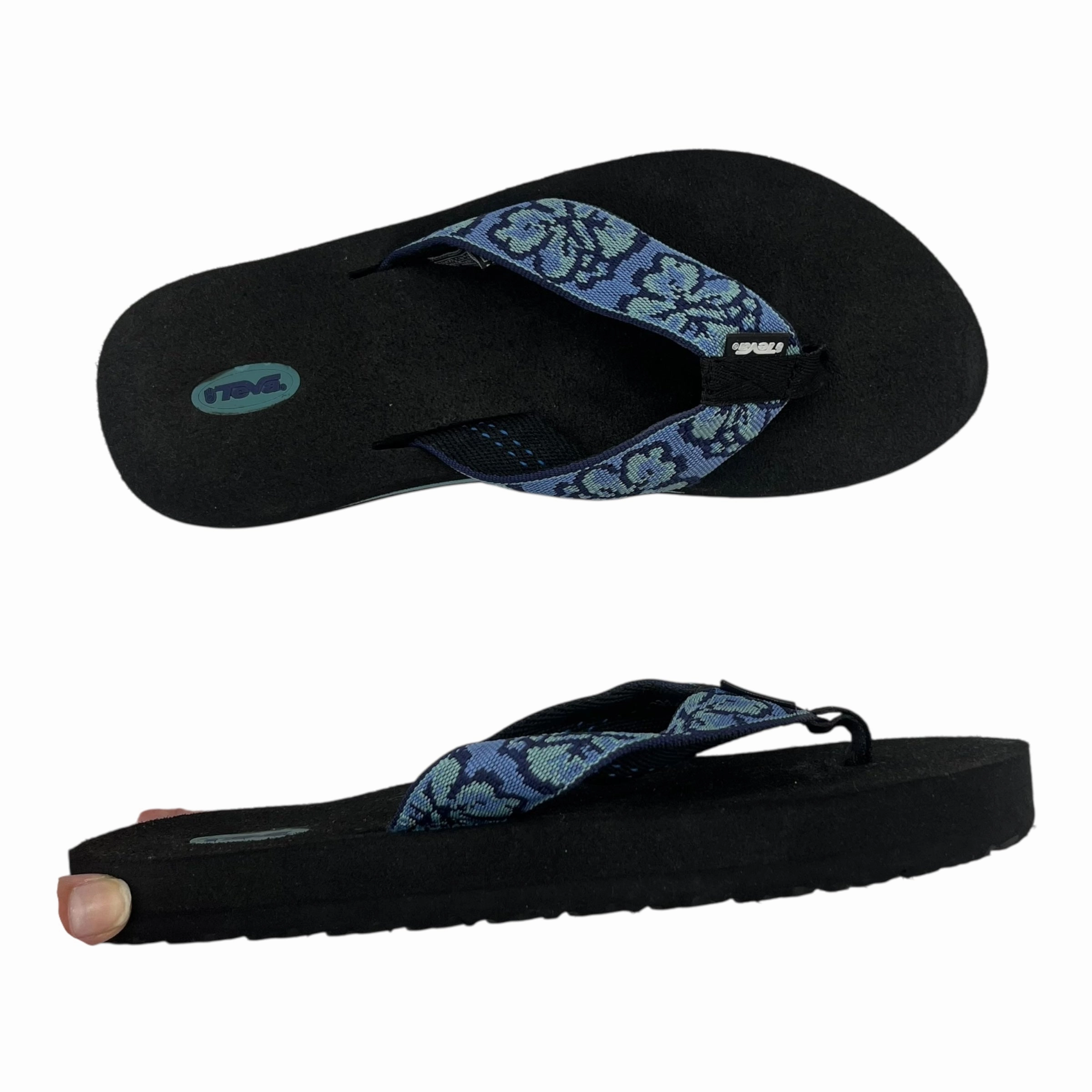 Sandals Flip Flops By Teva In Black & Blue, Size:10 Net Flip Flops