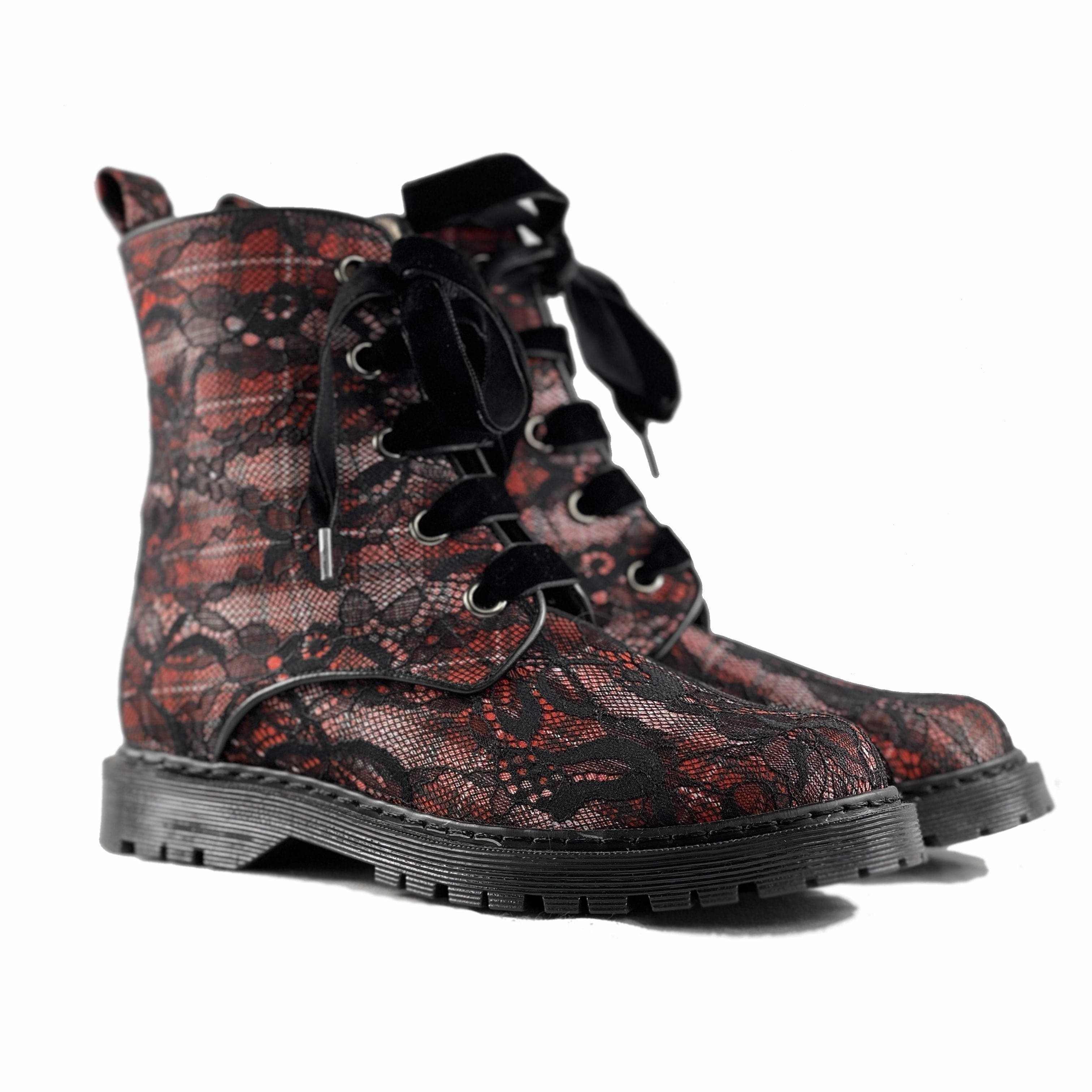 Prison Combat Boot 'Billie' vegan combat boots by Zette Shoes - tartan lace