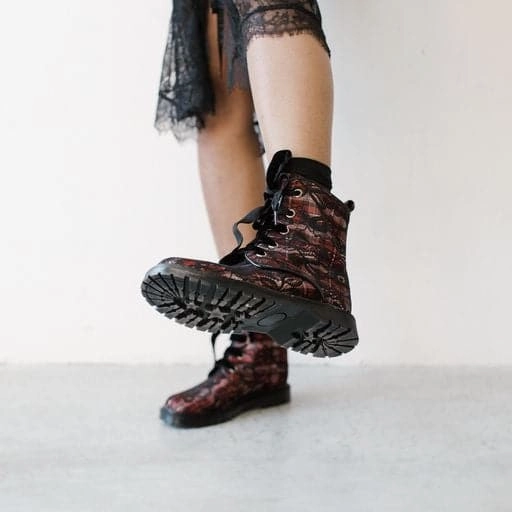 Combat Boota 'Billie' vegan combat boots by Zette Shoes - tartan lace