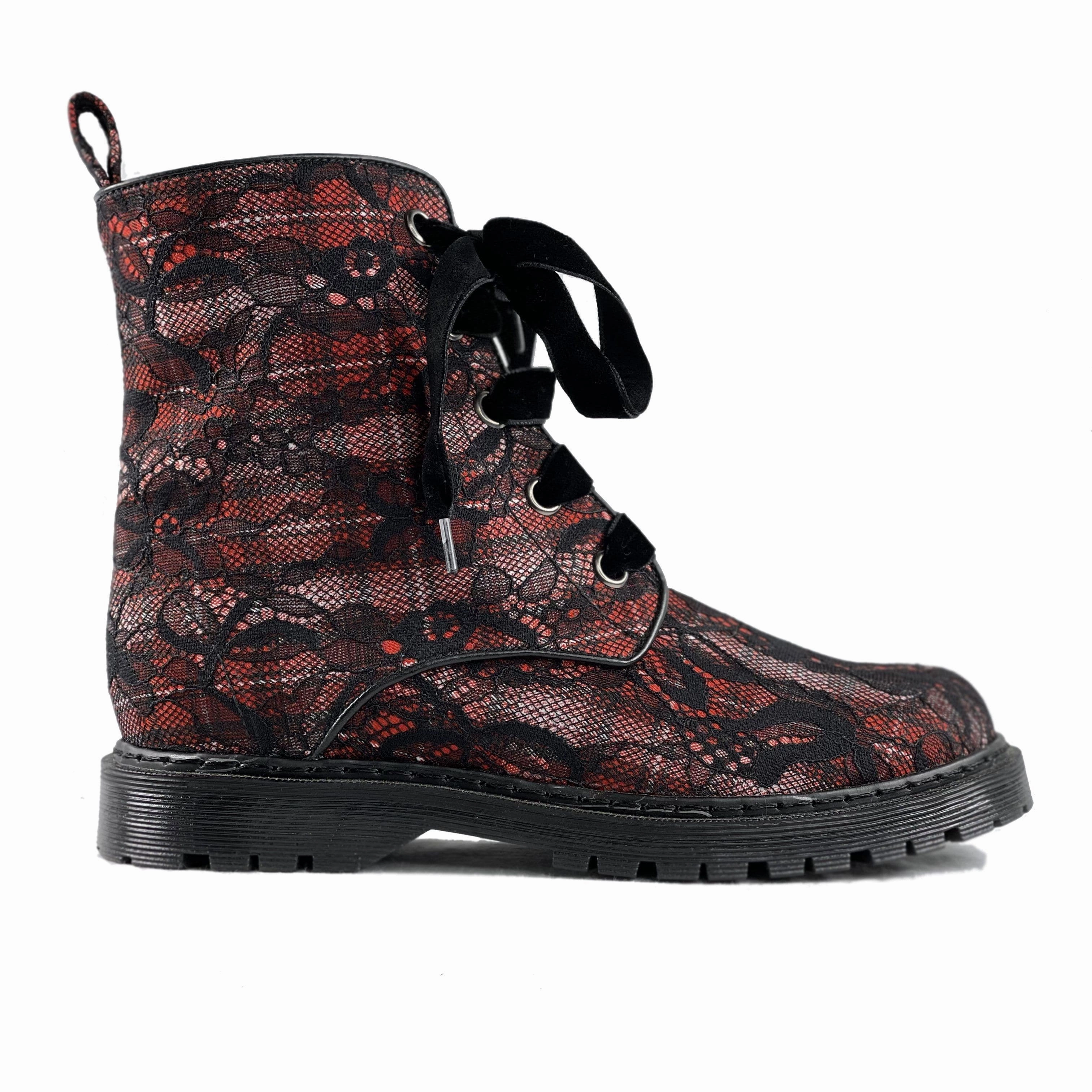 'Billie' vegan combat boots by Zette Shoes - tartan lace Combat Boots Marines