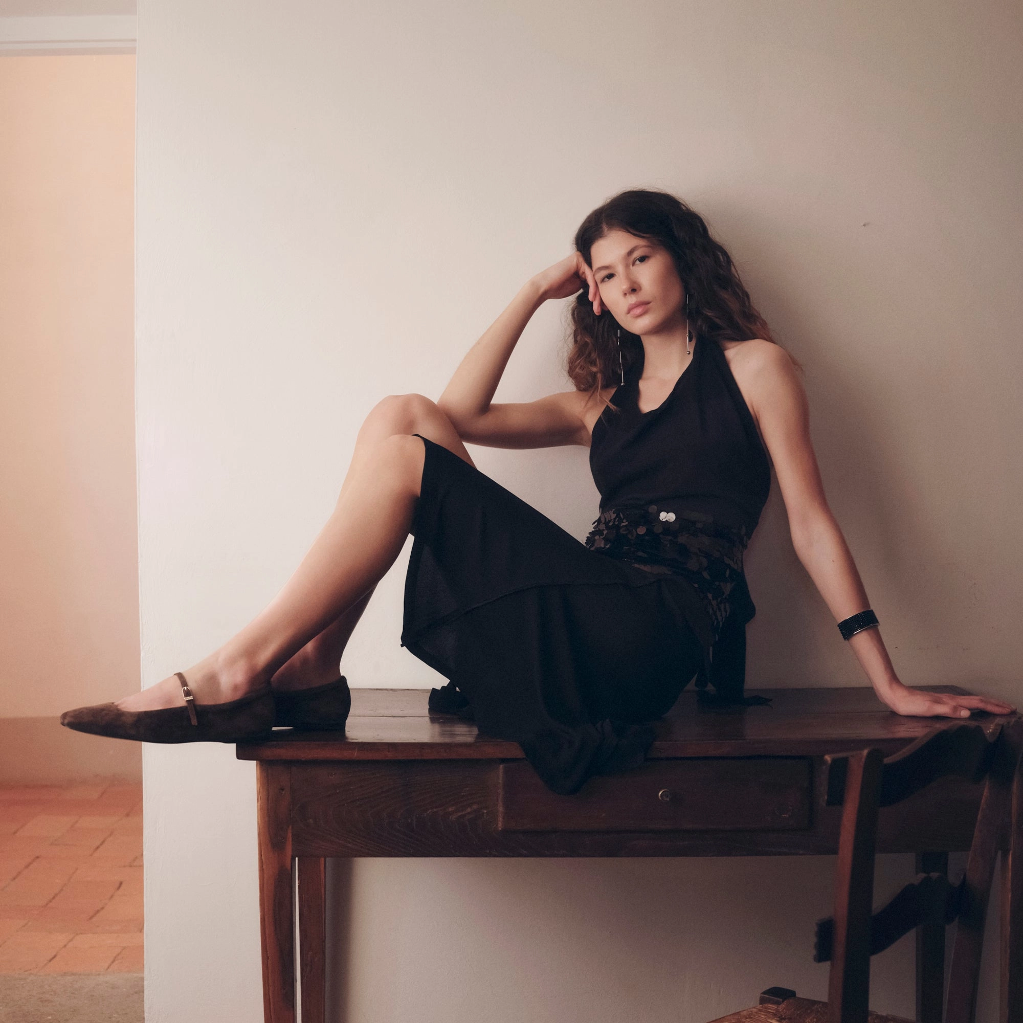 REYES BALLET FLATS DK BROWN SUEDE