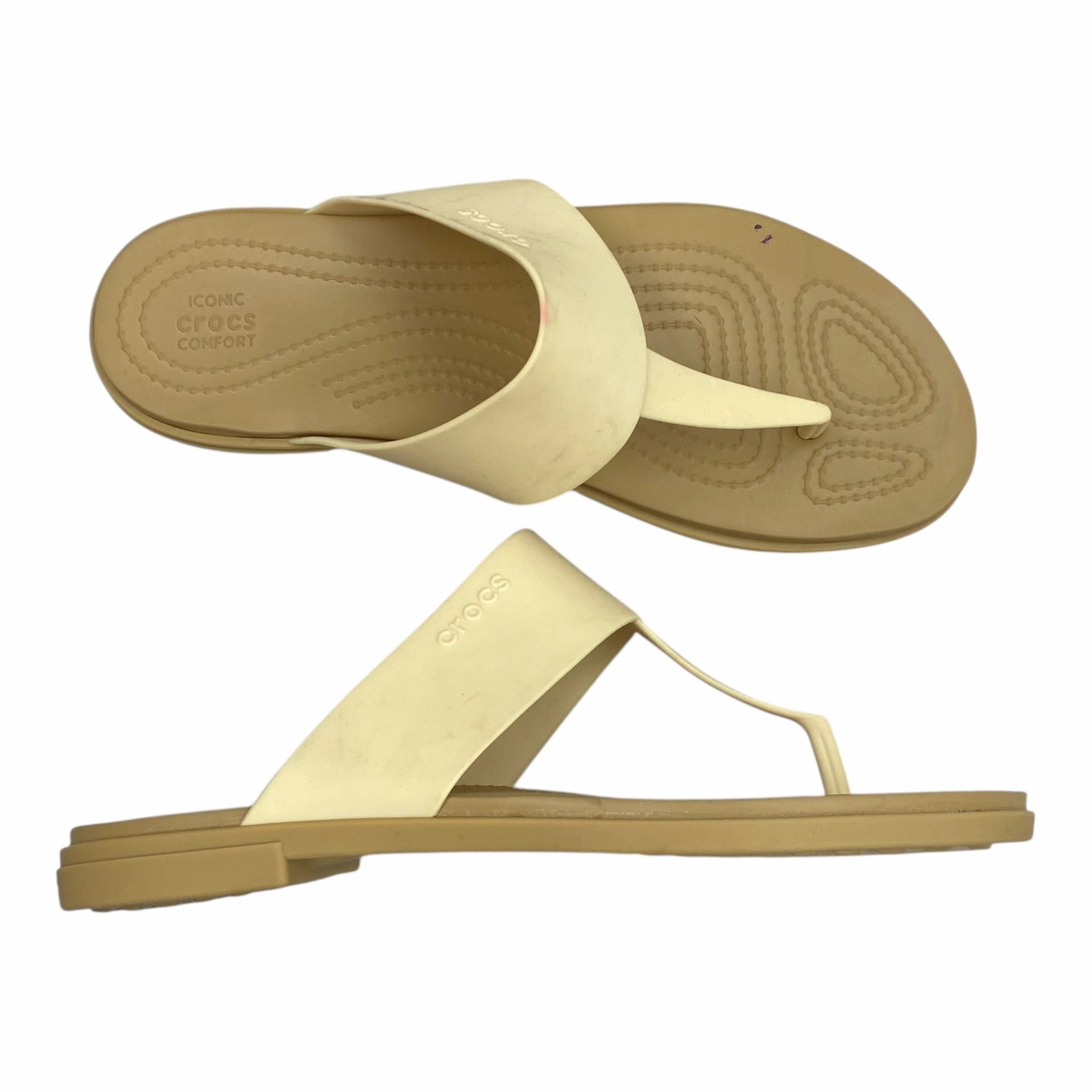 Brazil Flag Flip Flops Sandals Flip Flops By Crocs In Tan, Size:9