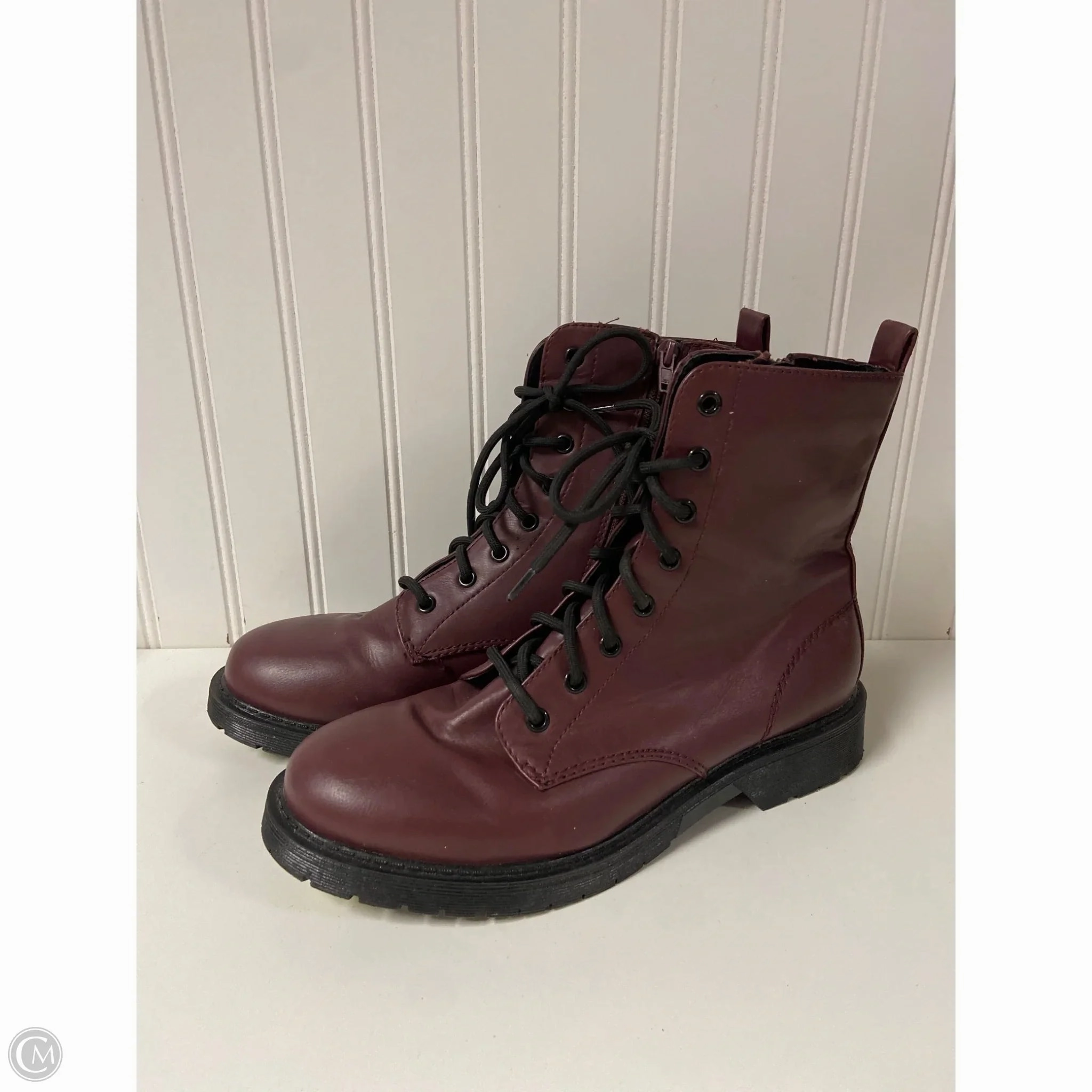 Boots Combat By Time And Tru In Maroon, Size: 10 Wayde Combat Boots