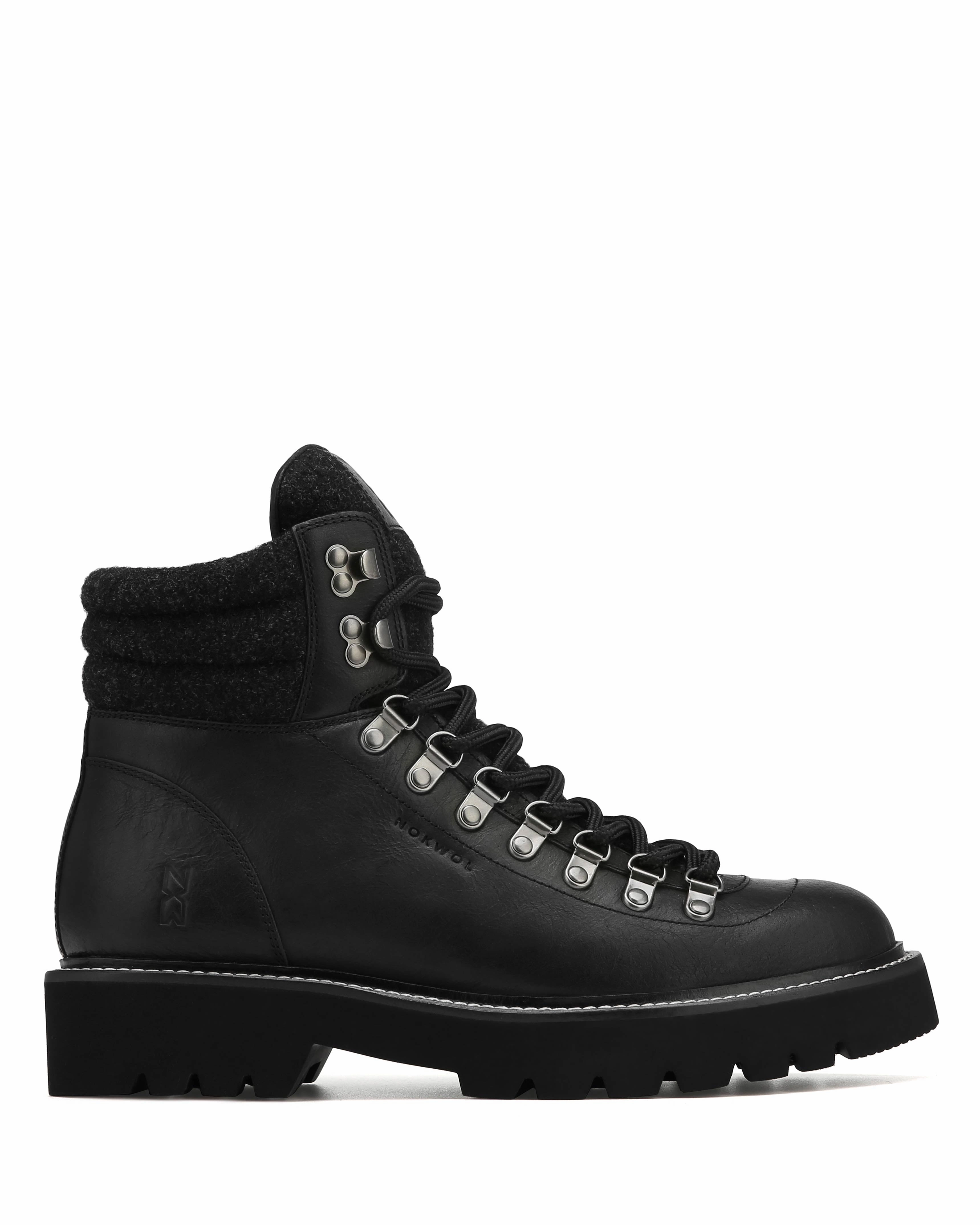 Daze Leather Black Zegna Hiking Boots