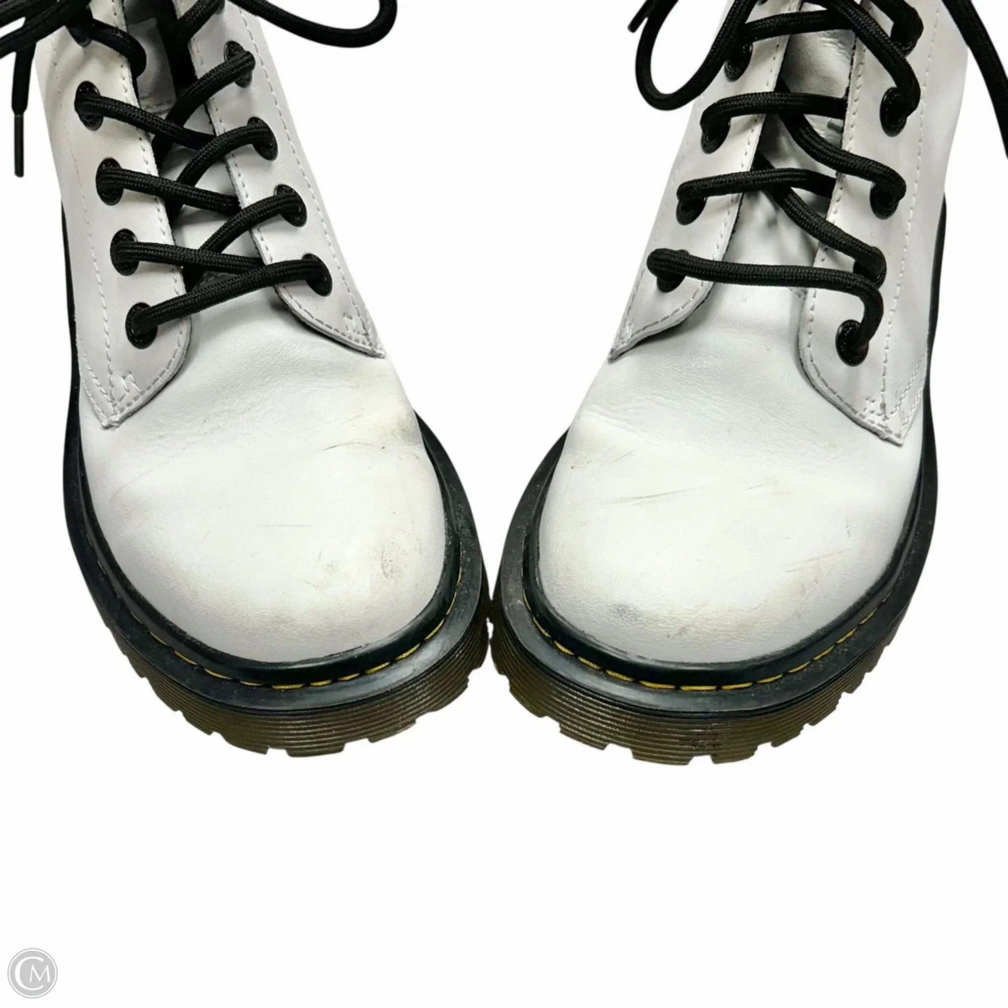 Leather Platform Combat Boot Boots Combat By Dr Martens In White, Size: 7