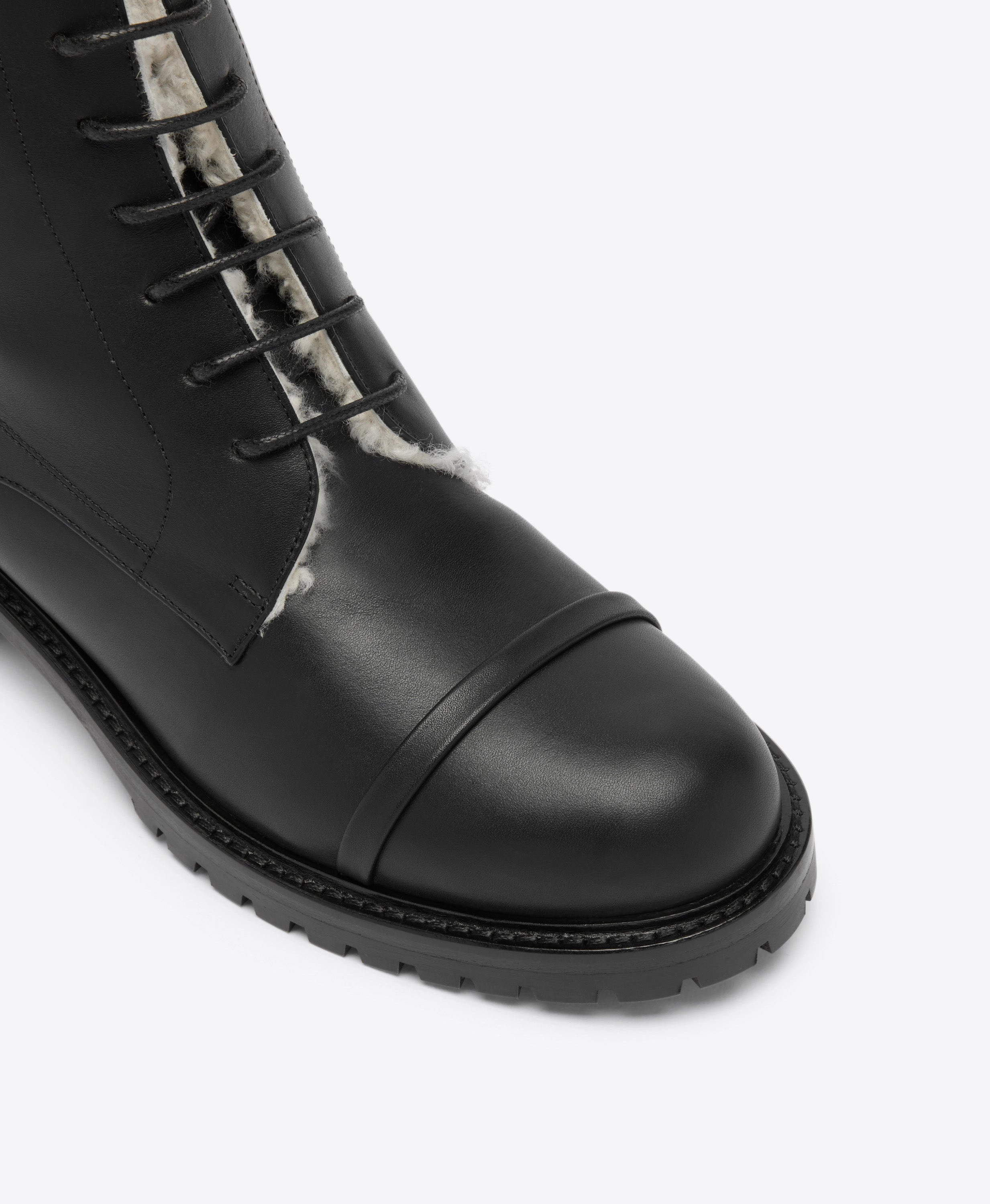 Combat Boots Fashion Miller Black Shearling Lined Combat Boots