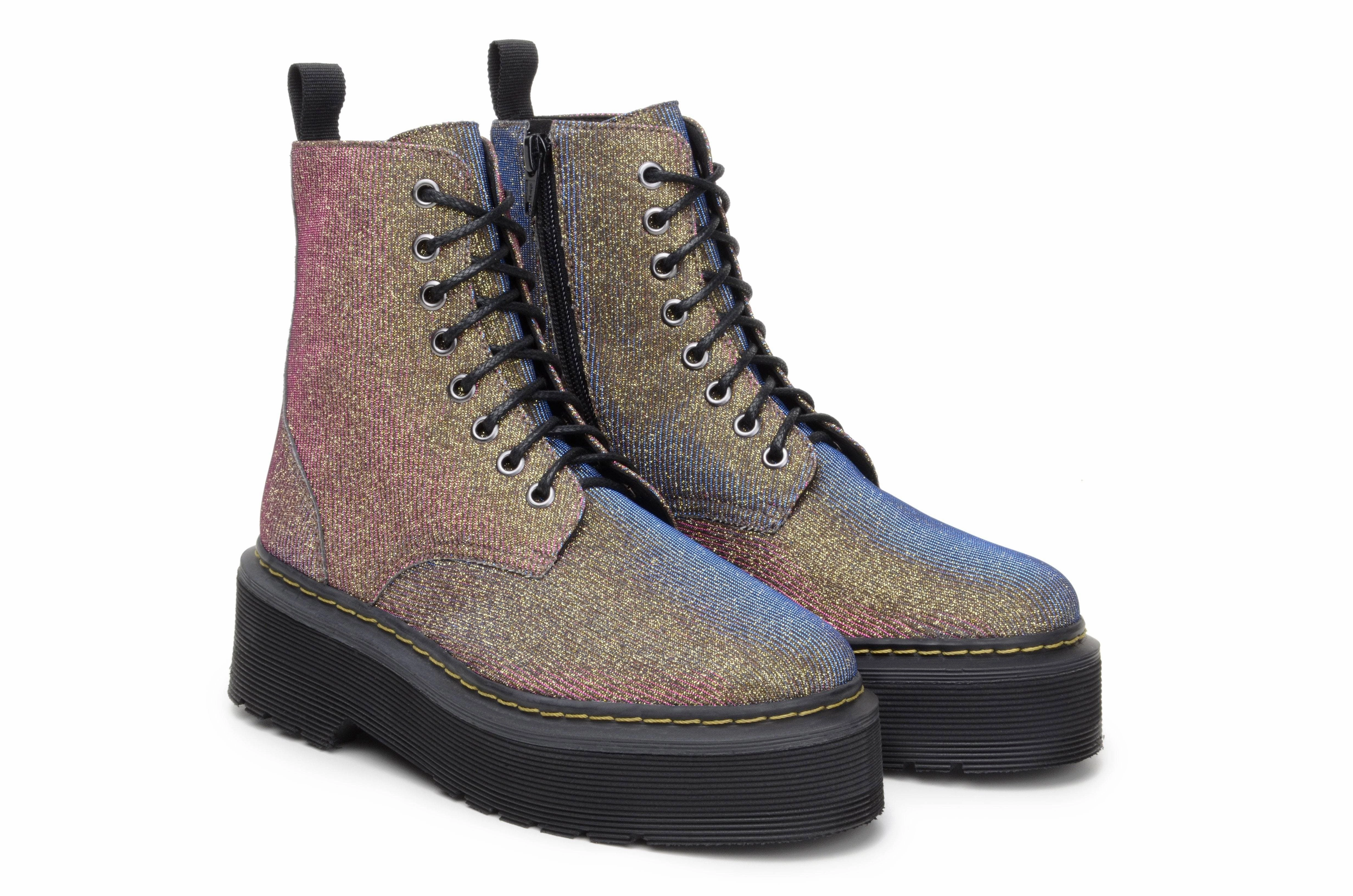 Style Combat Boots 'Quinn' vegan-textile boot with stacked sole by Zette Shoes - multicolour