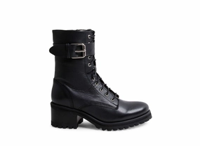 GRIFFEN BLACK LEATHER Tayler Combat Boot
