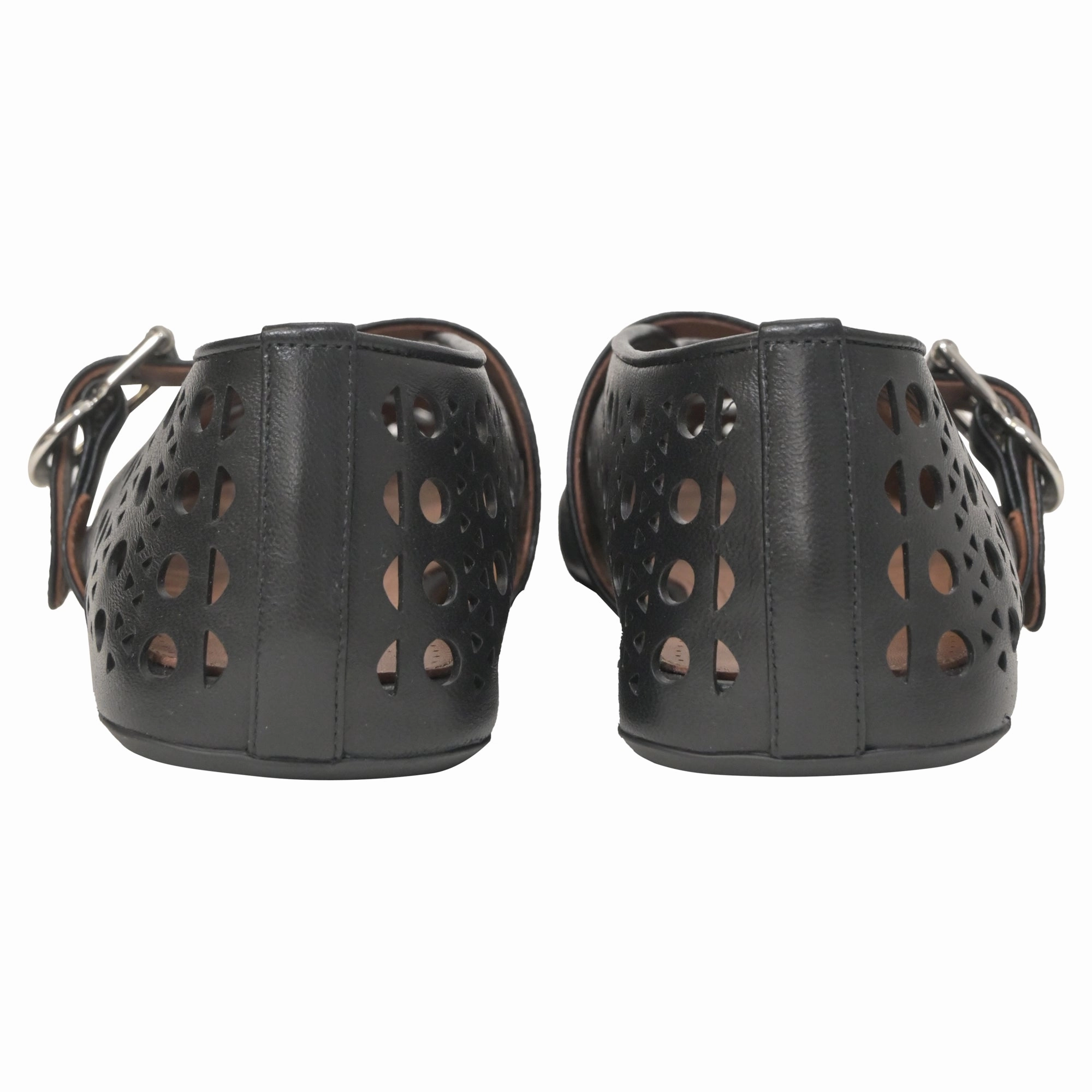 Alaia Laser-Cut Vienne Ballet Flats in Black Leather Office Flat Shoes