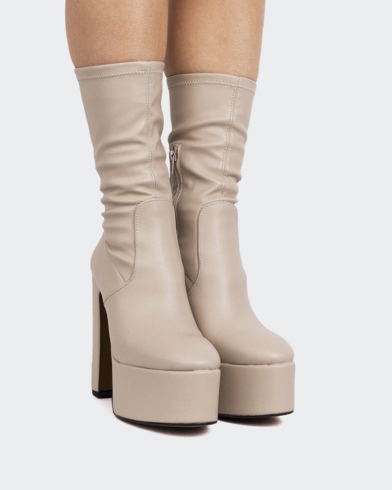 Dixie Nude Stretch Wide Ankle Chelsea Boots