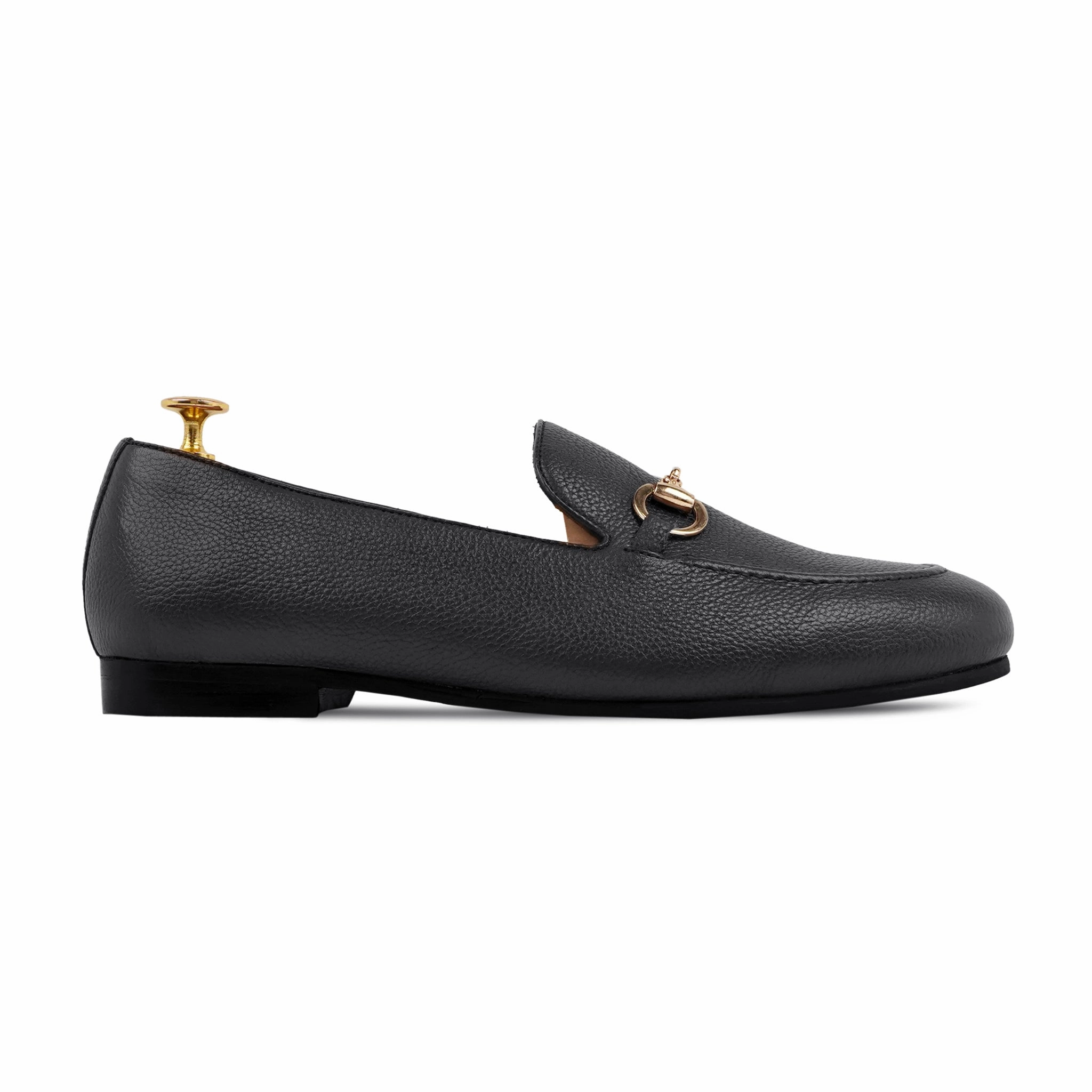 Byron - Men's Black Pebble Grain Leather Loafer Pointed Toe Loafers