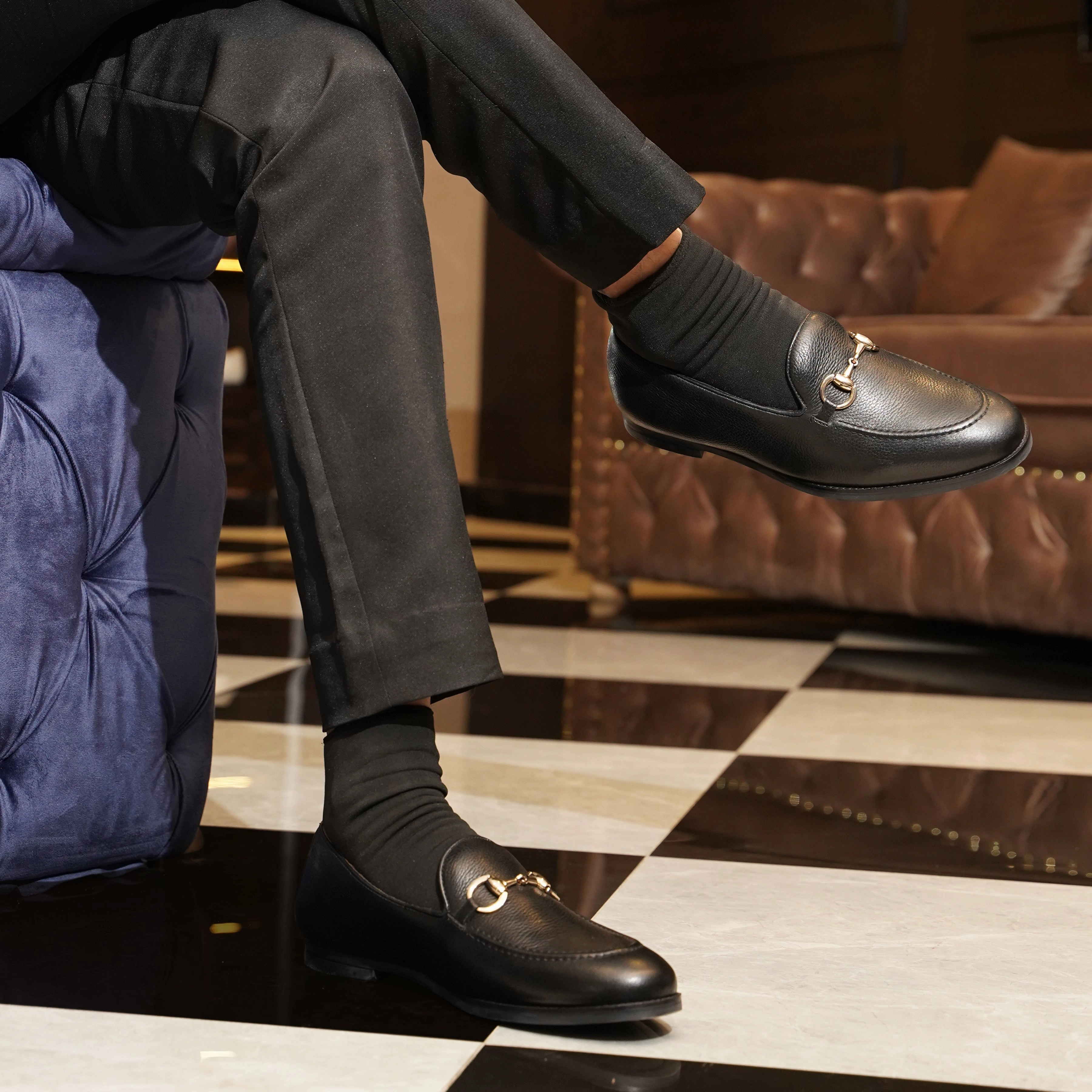 Logan Loafers Byron - Men's Black Pebble Grain Leather Loafer