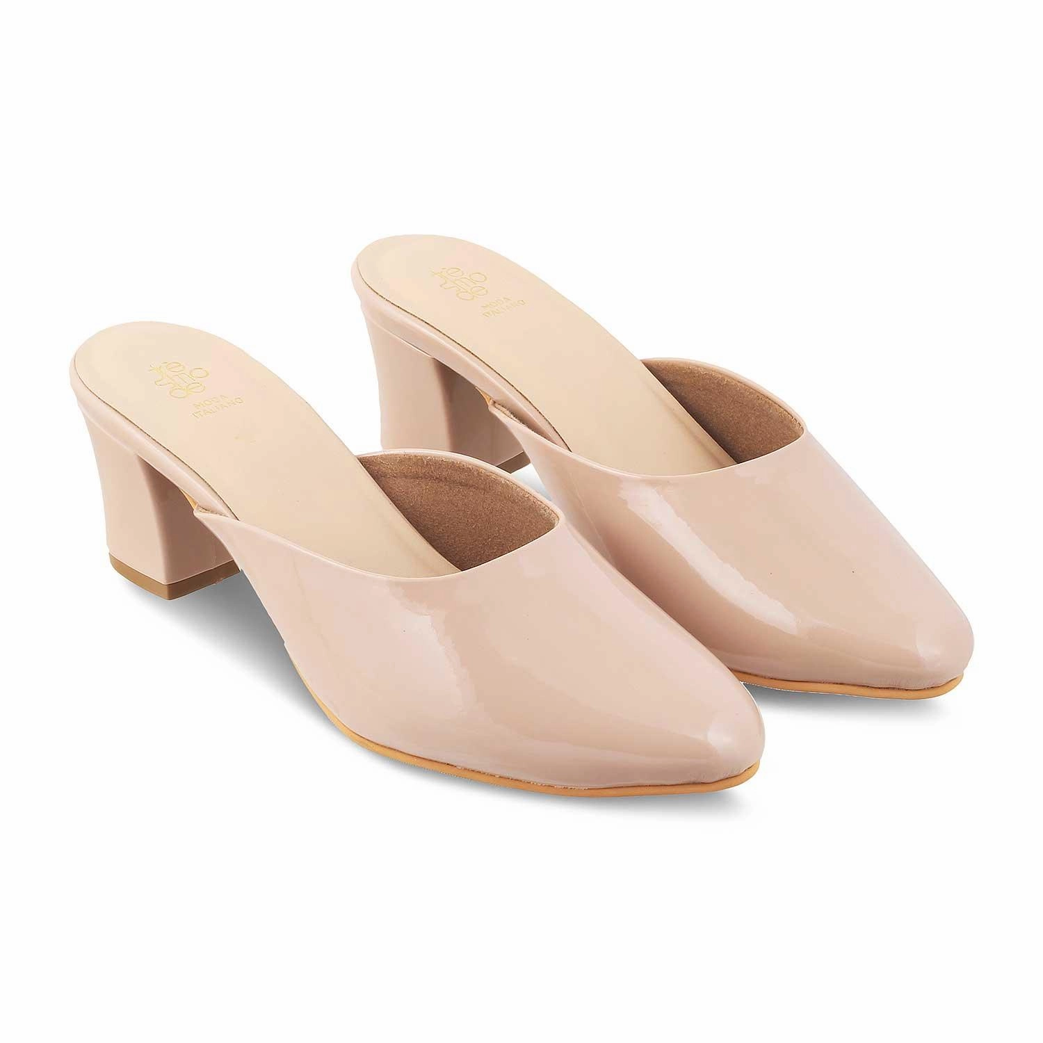 The Carbo Beige Women's Dress Block Heel Sandals Tresmode Slider Sandals