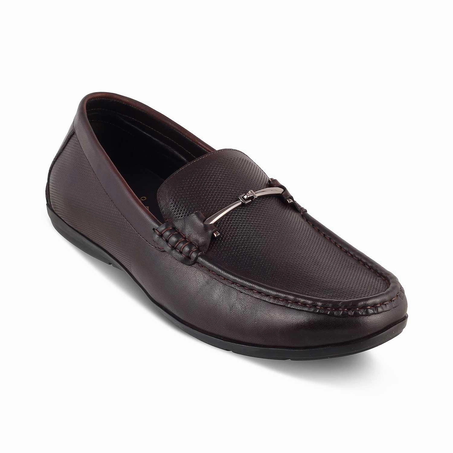 The Nimbia Brown Men's Leather Driving Loafers Tresmode Loafers Massimo