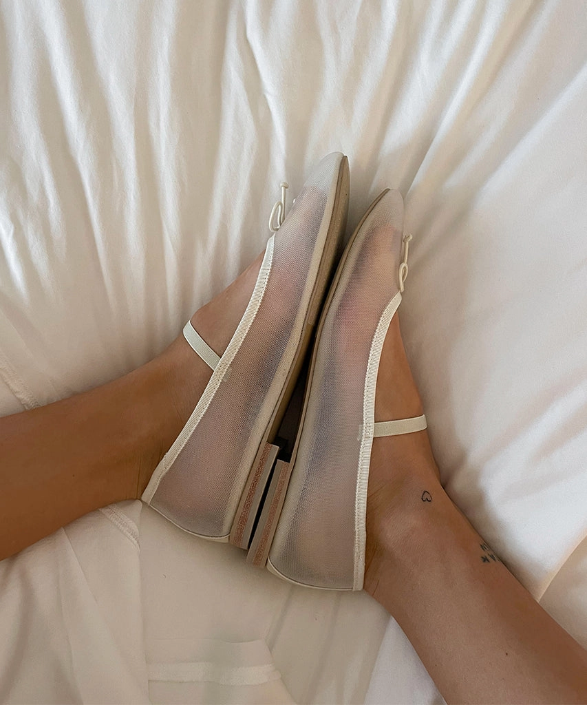 Flat Shoes Indonesia CADEL BALLET FLATS IVORY MESH