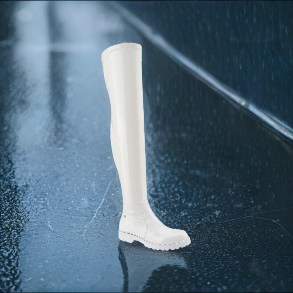 Knee High Fur Lined Winter Boots SWIM-2 White Patent