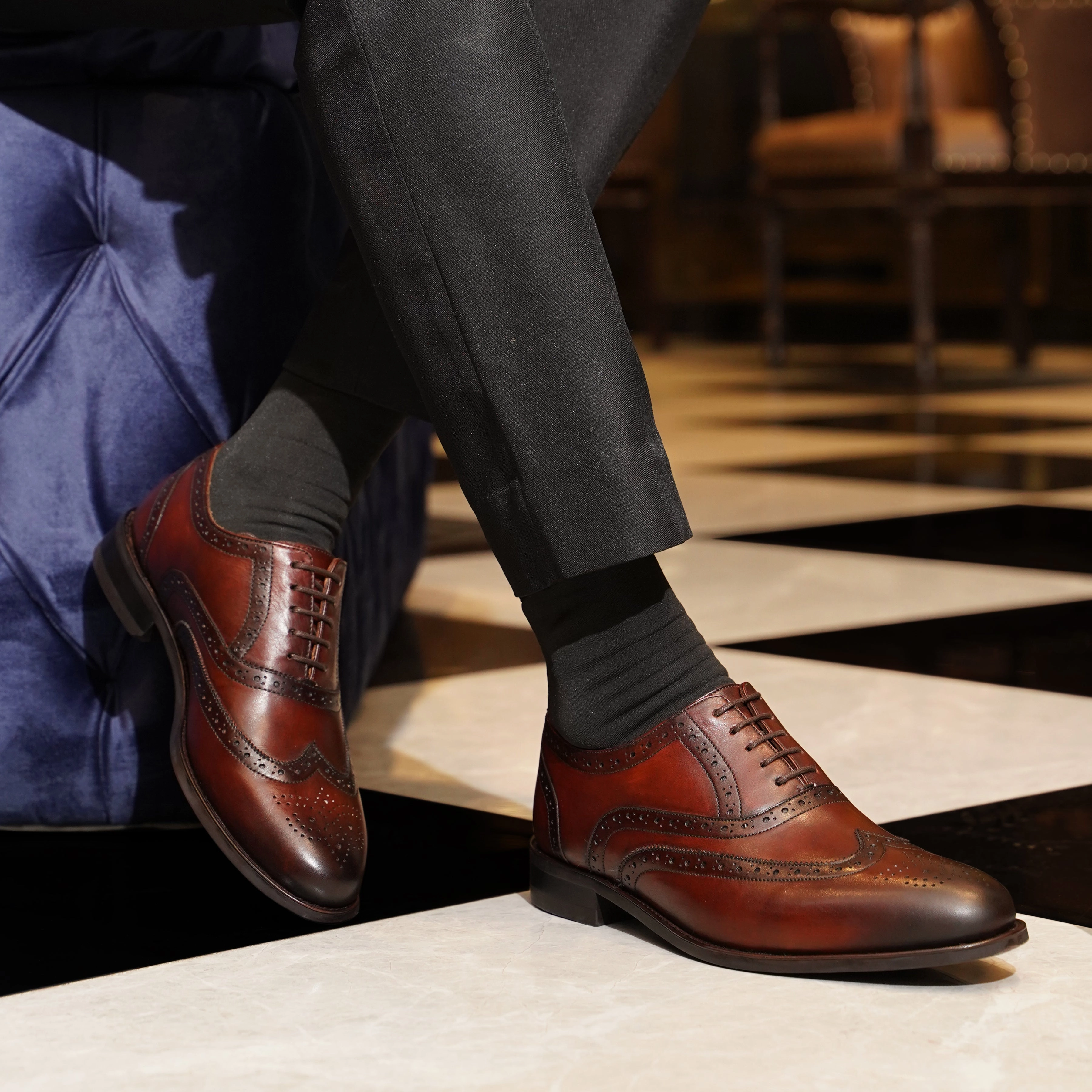 Sparkly Oxfords Worchester - Men's Reddish Brown Calf Leather Oxford Shoe