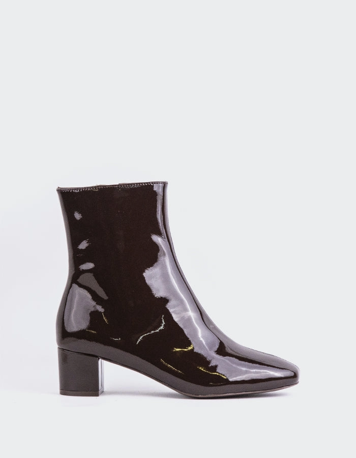 Tenby Brown Patent Puffer Boots