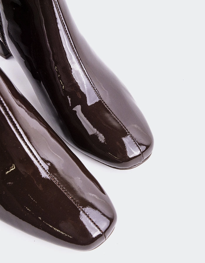 Tenby Brown Patent Wide Width Winter Boots