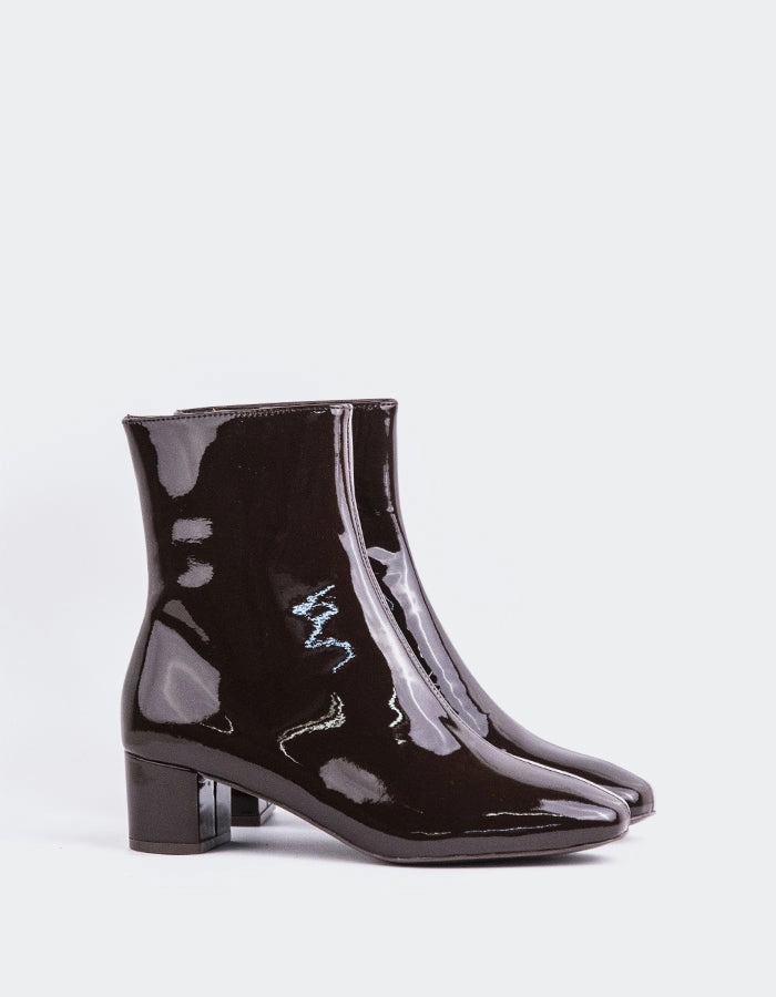 Mia Cowboy Boots Tenby Brown Patent