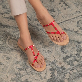 Fancy Shoes Flat The Astud-2 Red Women's Casual Flats Tresmode