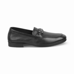The Bone Black Men's Leather Loafers Tresmode Cherry Wood Loafers