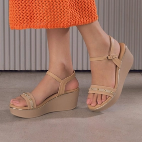 The Conq Beige Women's Dress Wedge Sandals Tresmode Oshkosh Sandals