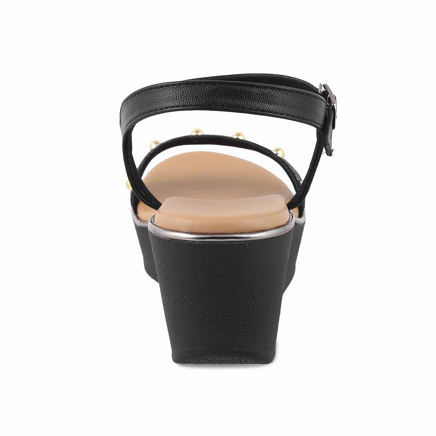 Sandals Outlet The Conq Black Women's Dress Wedge Sandals Tresmode