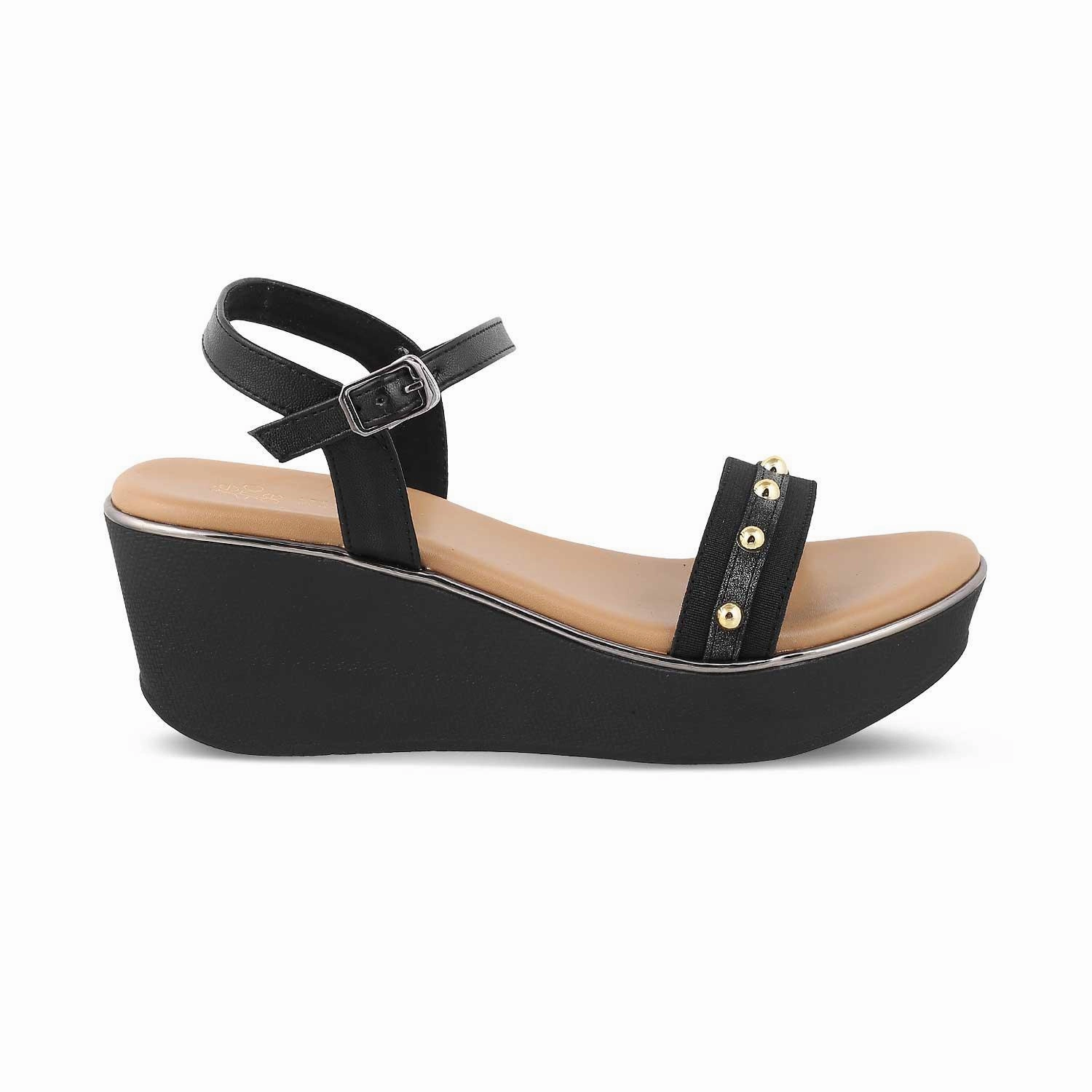 The Conq Black Women's Dress Wedge Sandals Tresmode Most Comfy Sandals For Walking