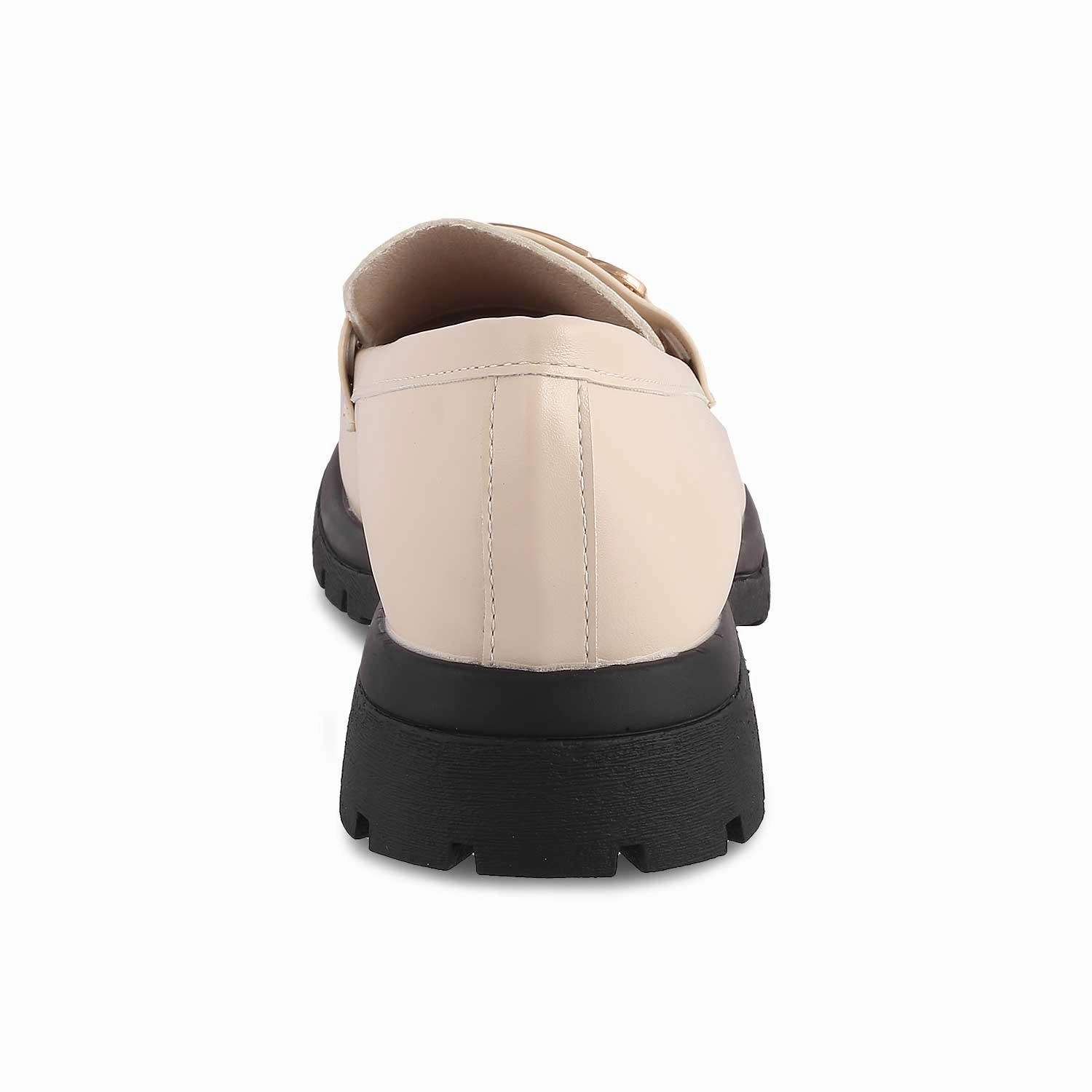 The Helsi Beige Women's Dress Chunky Sole Loafers Tresmode Schoolgirl Loafers