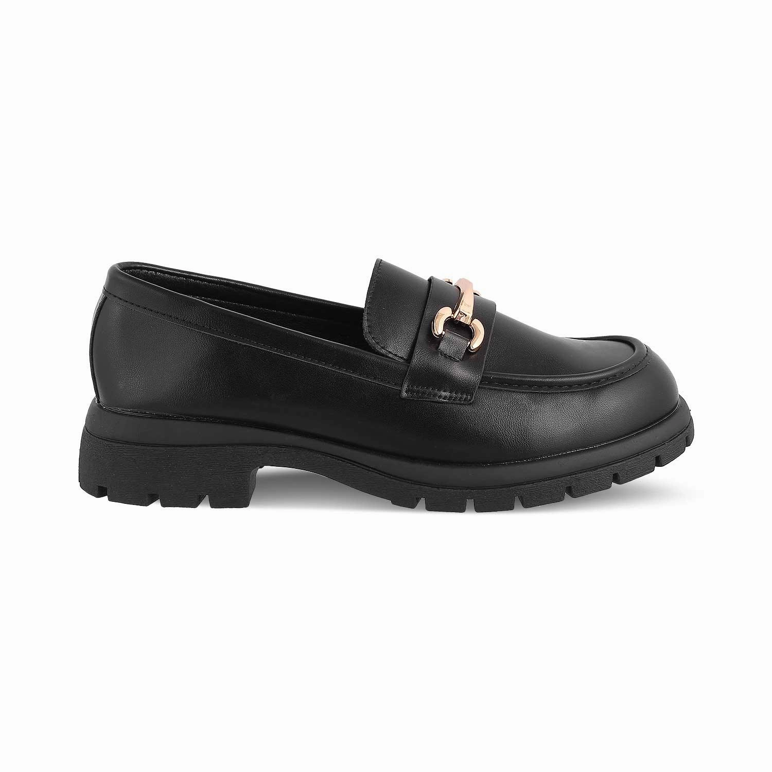 The Helsi Black Women's Dress Chunky Sole Loafers Tresmode Louboutin Spike Loafers