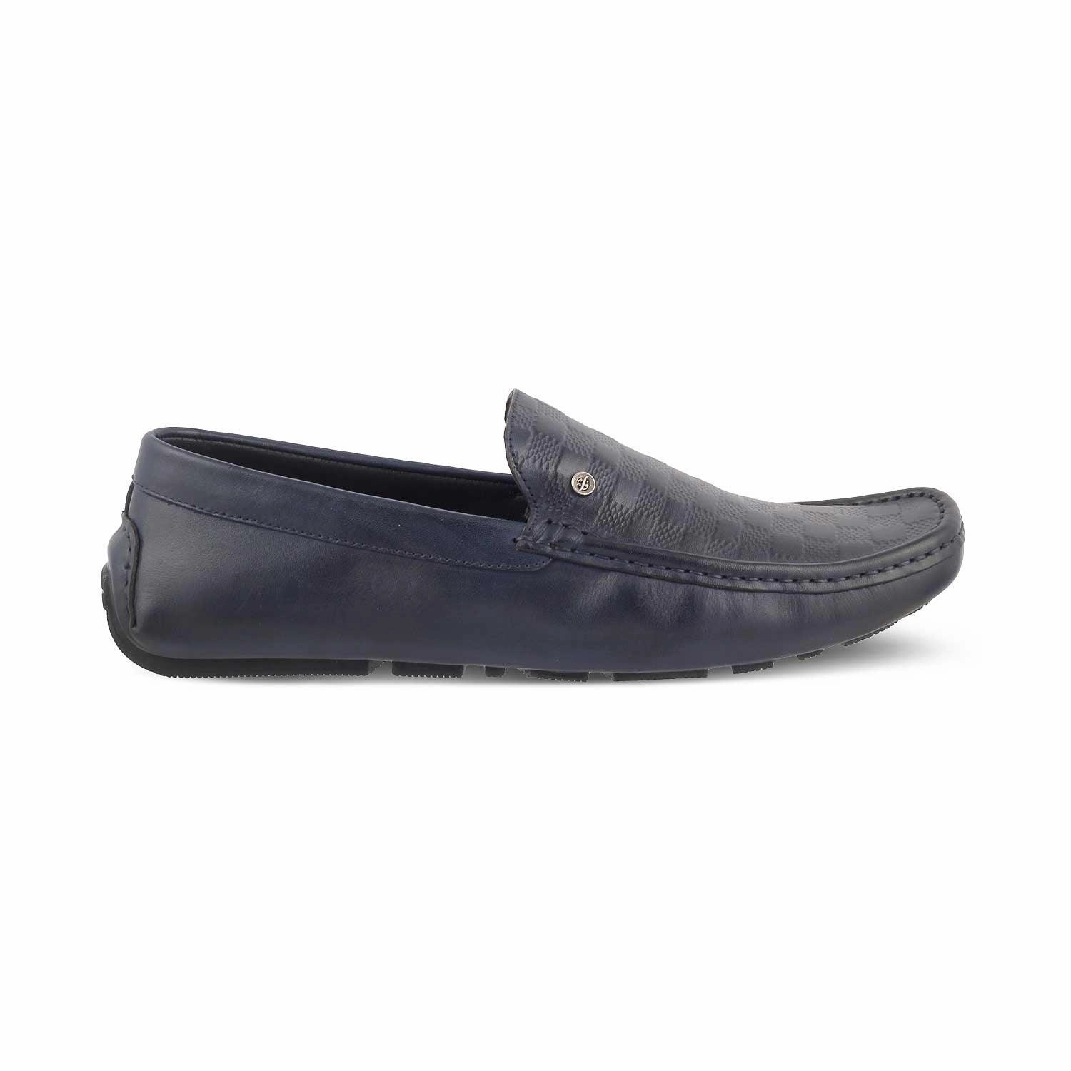 The Kloaf Blue Men's Leather Driving Loafers Tresmode Marni Pierced Loafers