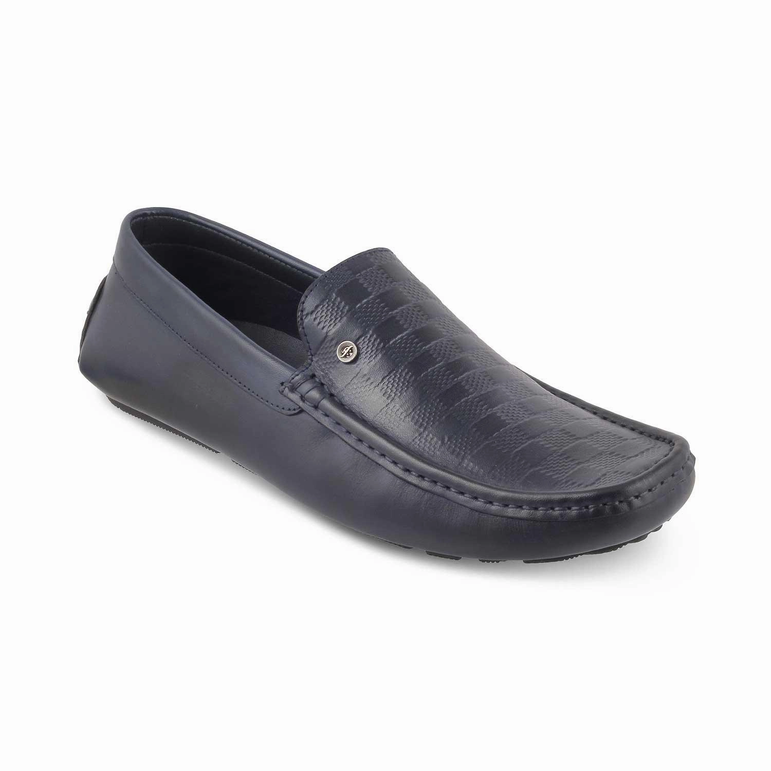 The Kloaf Blue Men's Leather Driving Loafers Tresmode Interlocking G Loafers