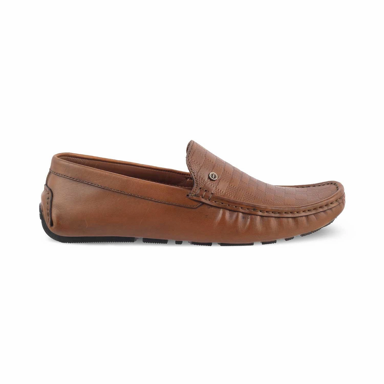 The Kloaf Brown Men's Leather Driving Loafers Tresmode Alligator Skin Loafers
