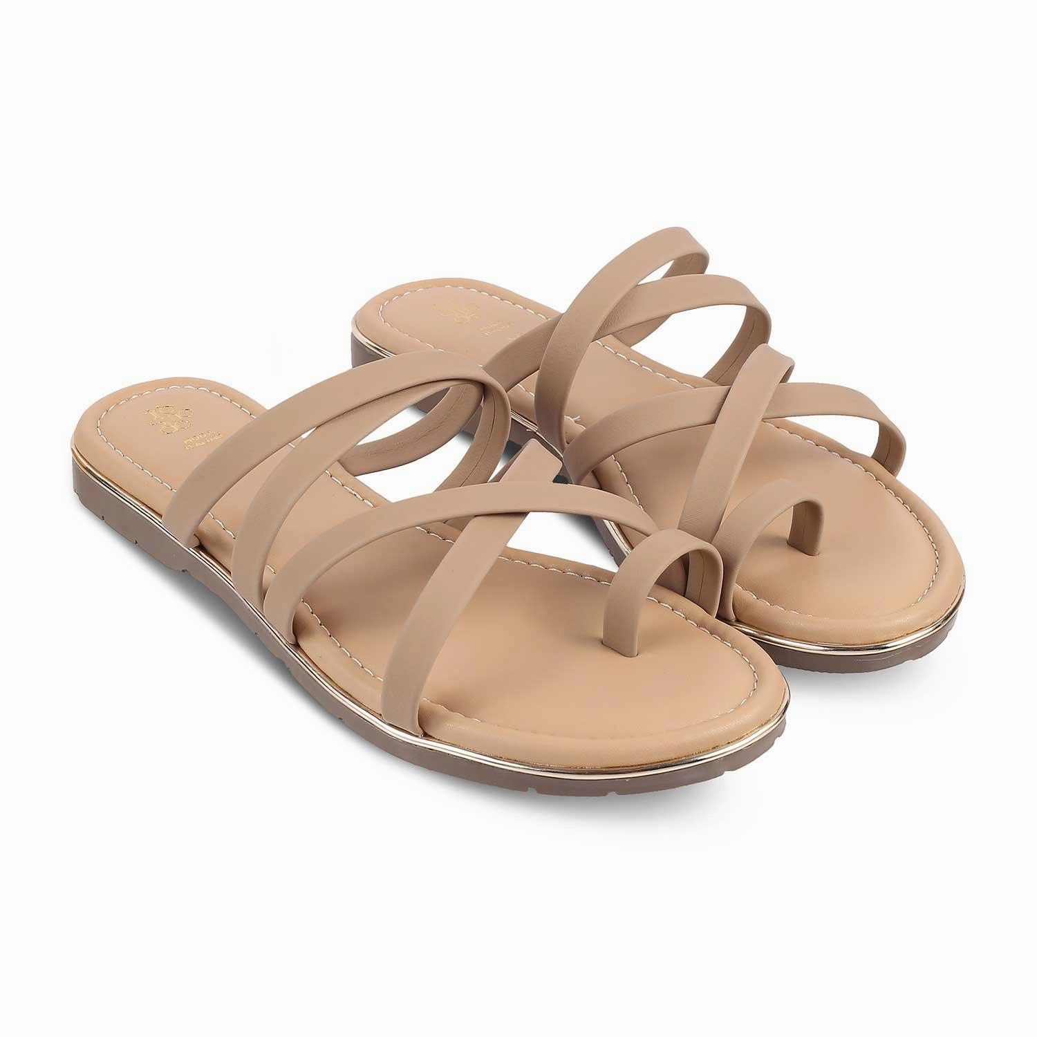 The Mace Beige Women's Casual Flats Tresmode Foldable Flats Shoes